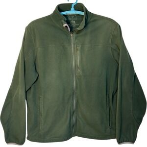 LL Bean Fleece Jacket Full Zip Outdoor Casual Green‎ Winter Layering Gorpcore L